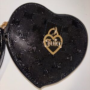 Juicy Couture Black Heart Shaped Leather Wallet/Wristlet NWOT